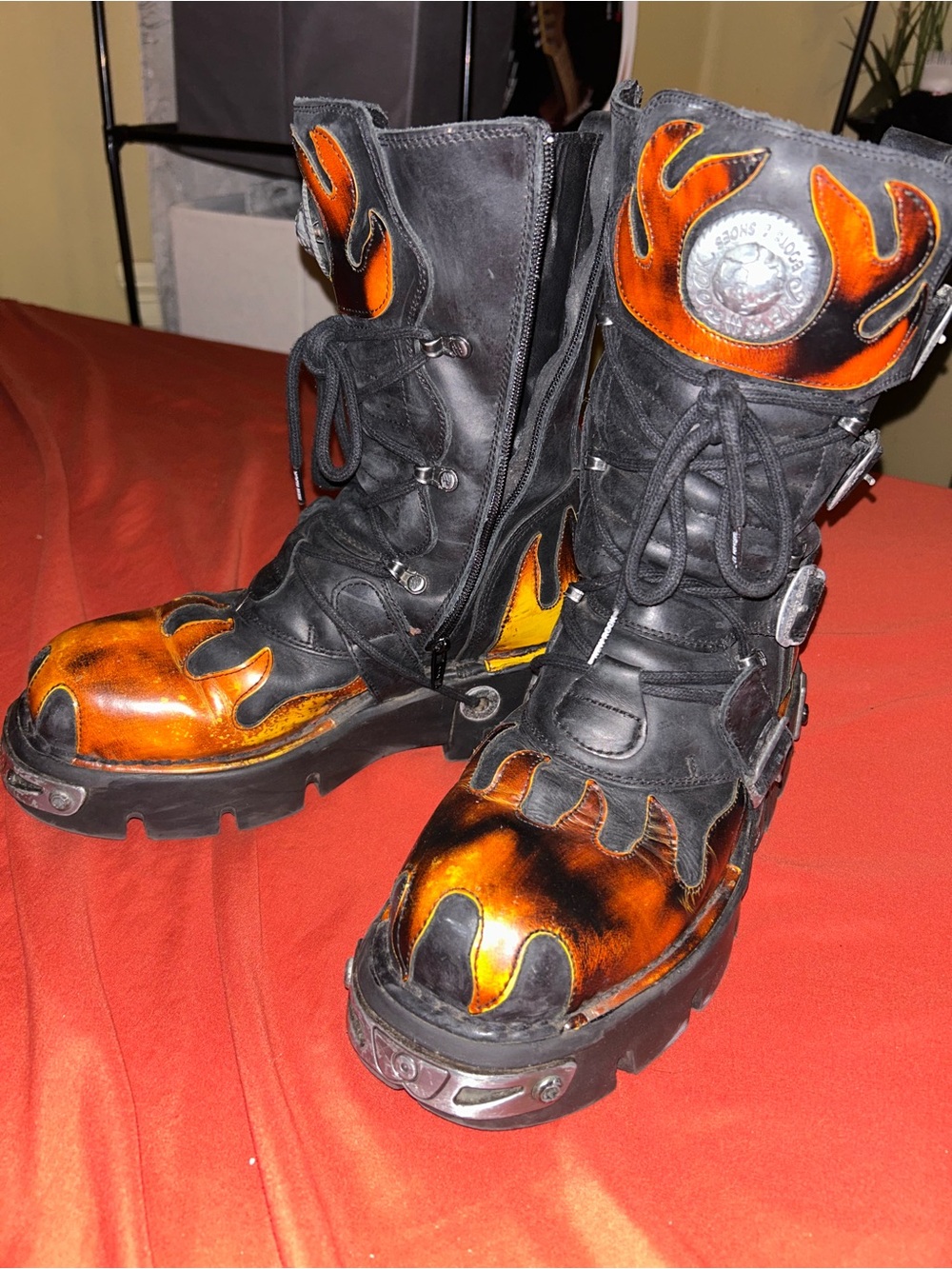 New rock Mid calf flame boots “fast and furious”